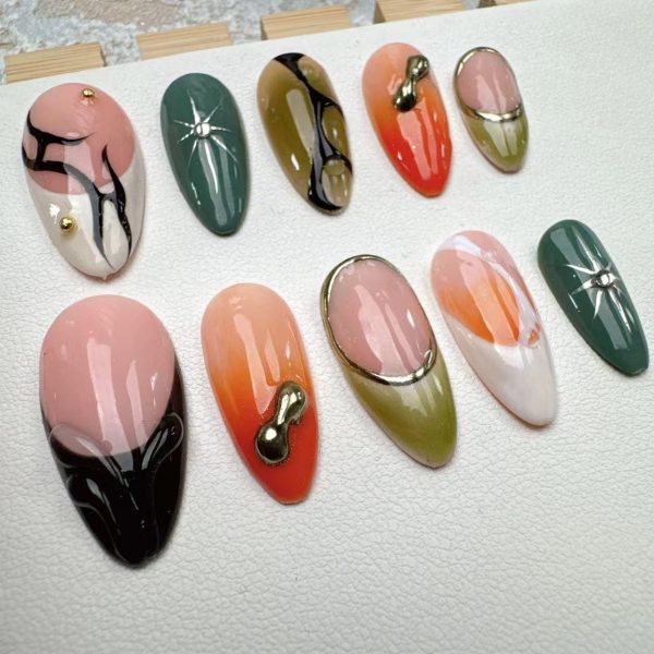 Abstract color block nail art sticker set