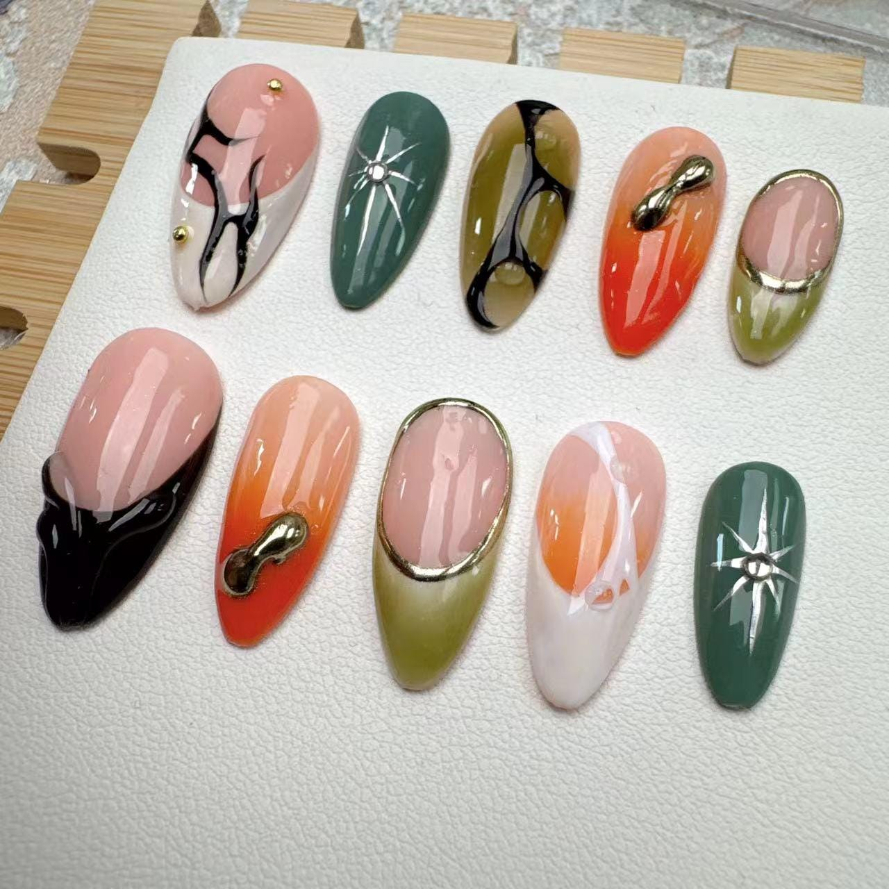 Abstract color block nail art sticker set - Image 3