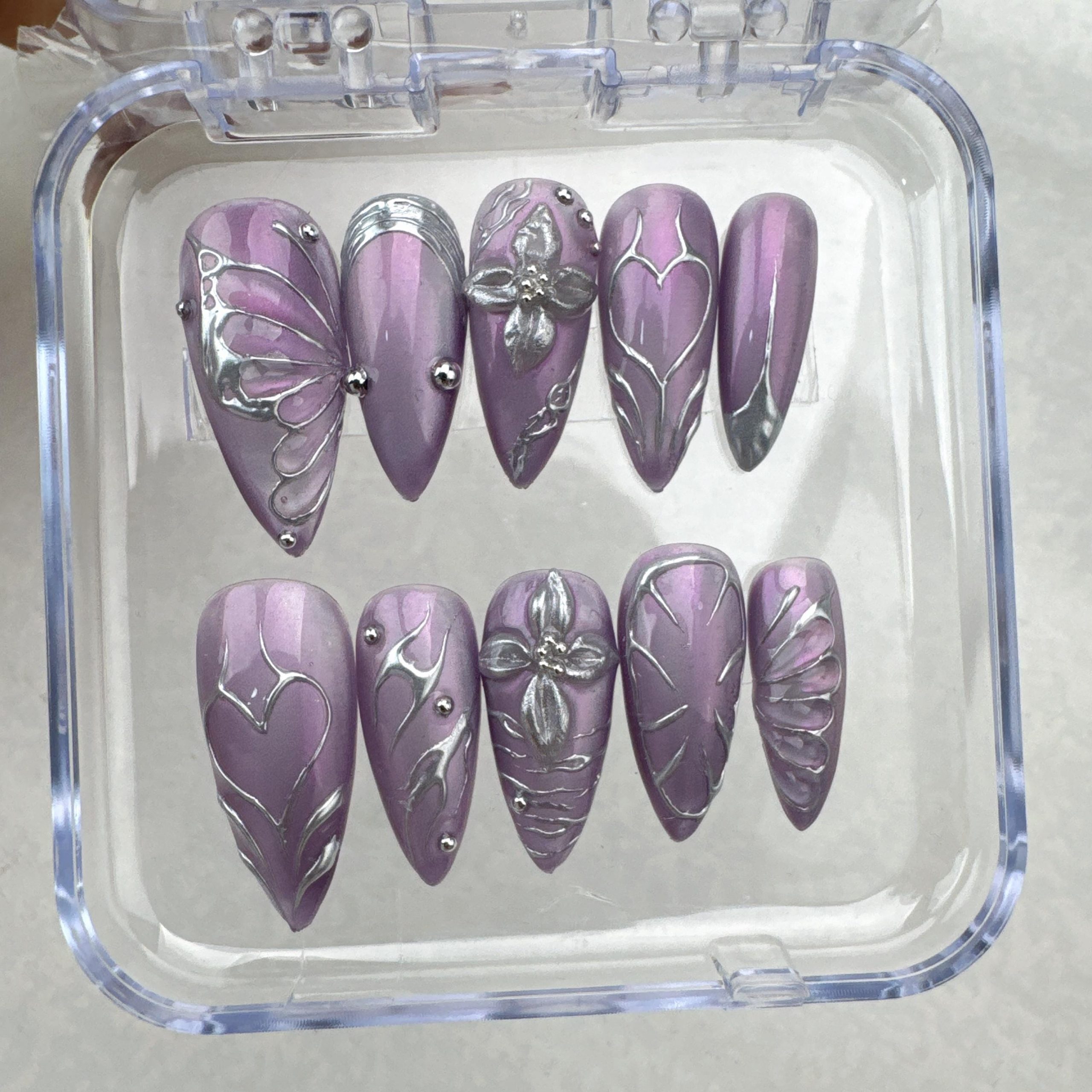 Lavender Butterfly Armor Nail Set