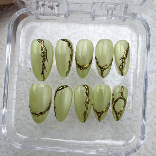 Pistachio Green and Gold Nail Sticker Set