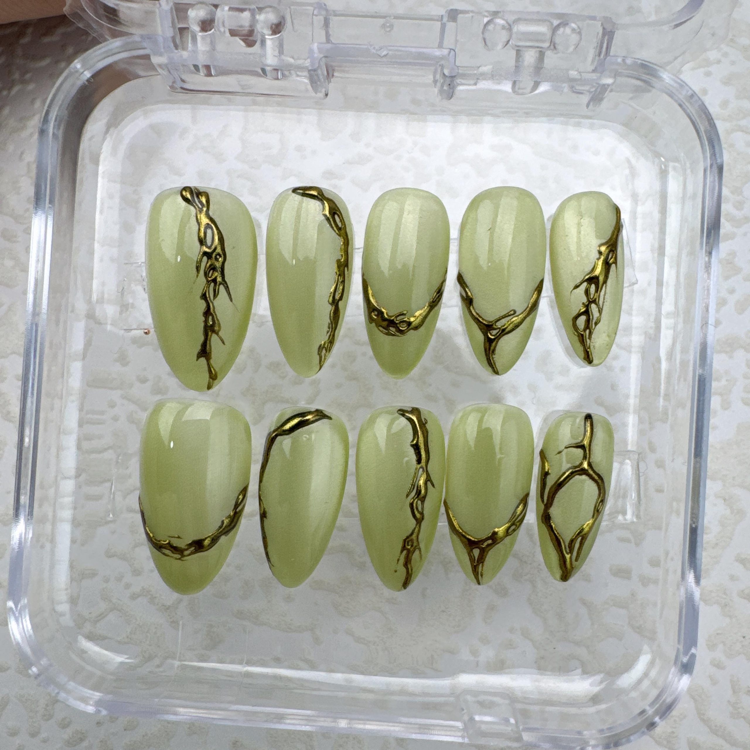 Pistachio Green and Gold Nail Sticker Set