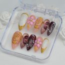 Red Flower Swirl Nail Art Set