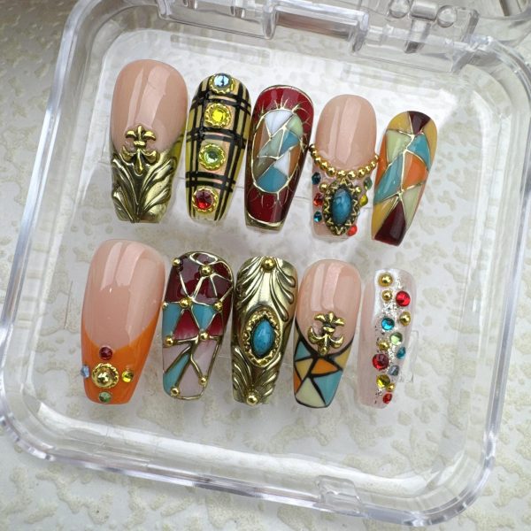 Retro Gemstone Mosaic Nail Sticker Set