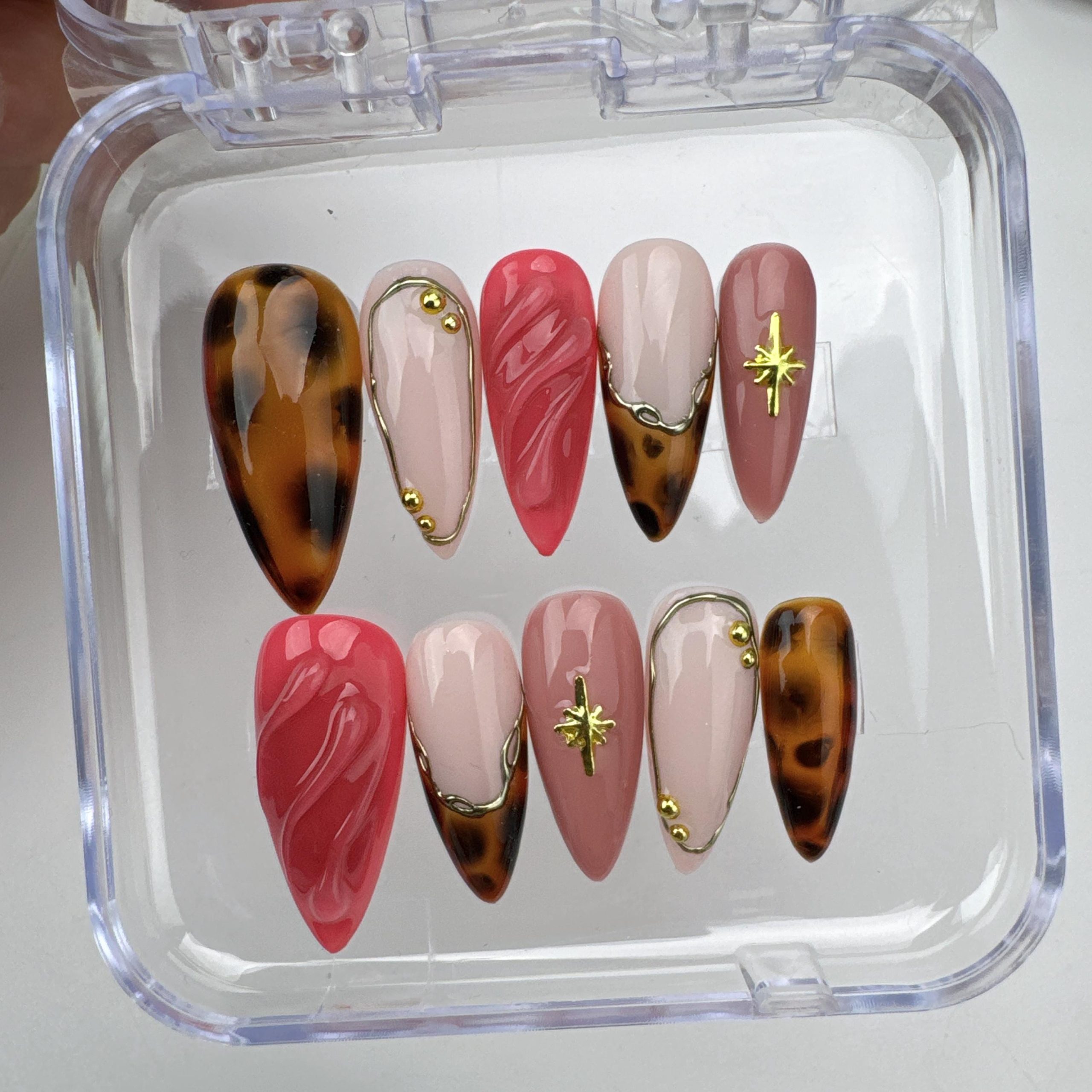 Tortoiseshell Pink Nail Sticker Set
